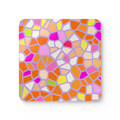 Colorful Mosaic Cork Coaster Set — Bright Geometric Drink Coasters (Set of 4)
