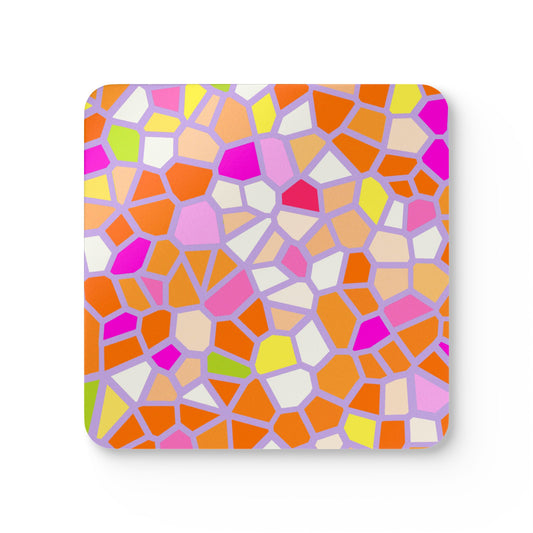 Colorful Mosaic Cork Coaster Set — Bright Geometric Drink Coasters (Set of 4)