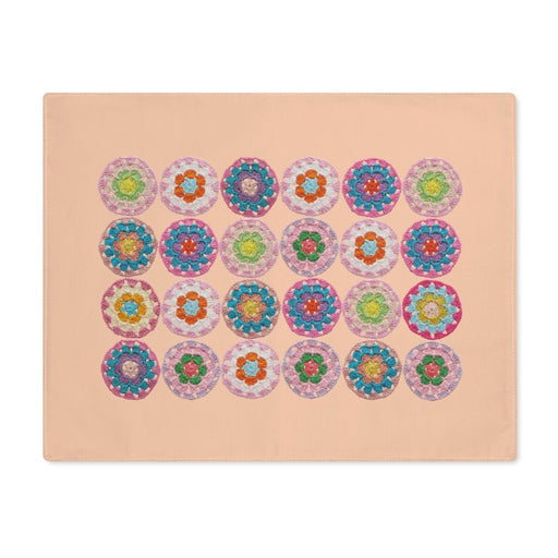 Crochet Pattern Print Cotton Placemat Peach