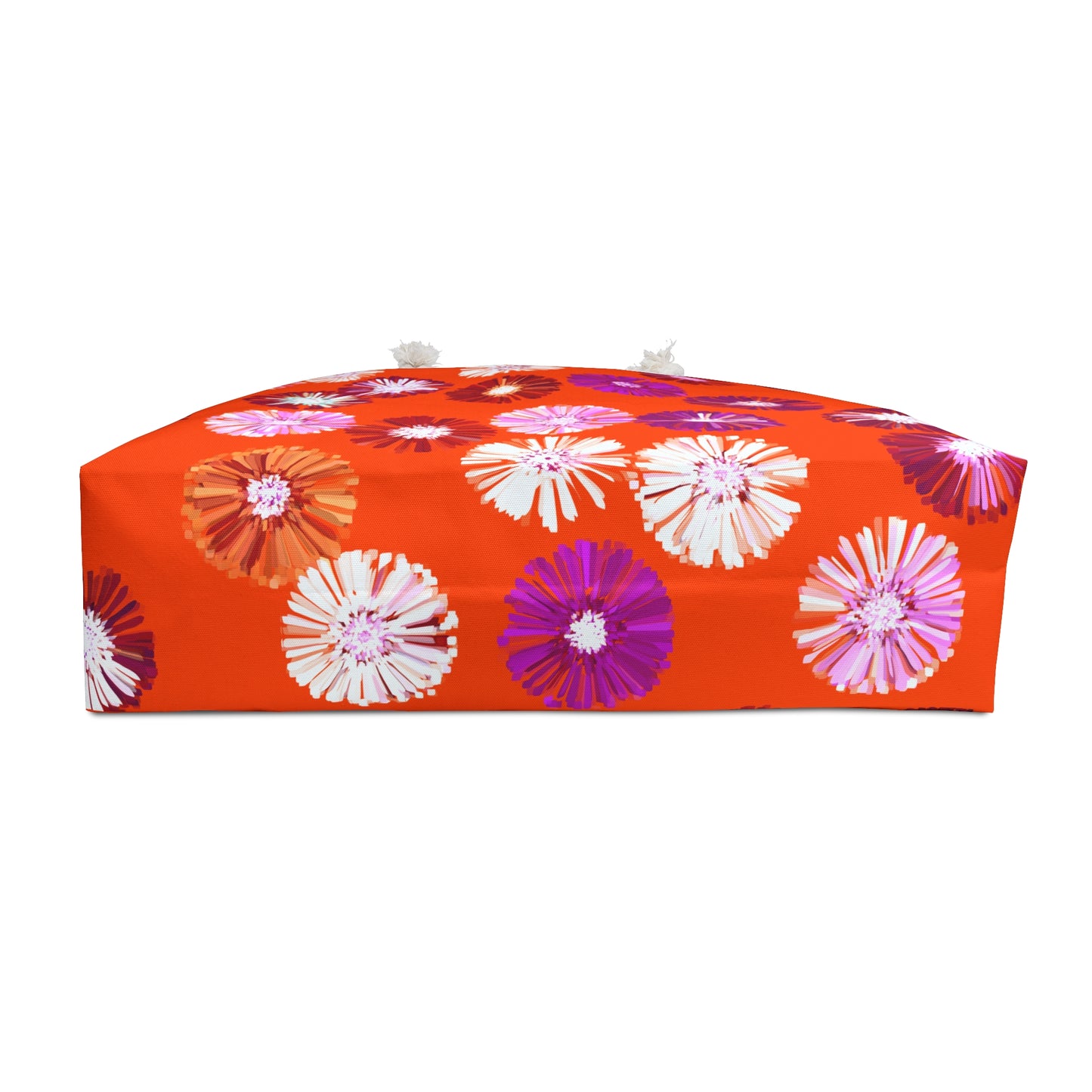 Orange Floral Weekender Bag, Travel Tote -- Weekend Getaway Duffle Bag Overnight
