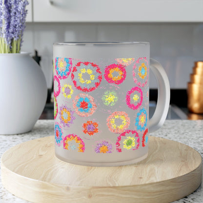 Frosted Glass Mug Floral Cherry Blossom