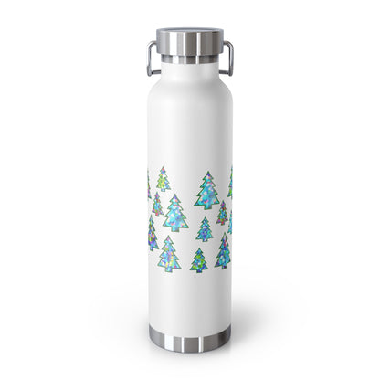 Christmas Tree Pattern Print Copper Bottle, 22oz