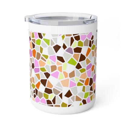 10oz Insulated Coffee Mug — Retro Mosaic Pattern