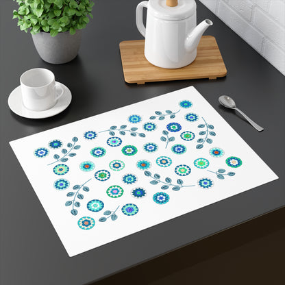 Teal Crochet Floral Print Placemat