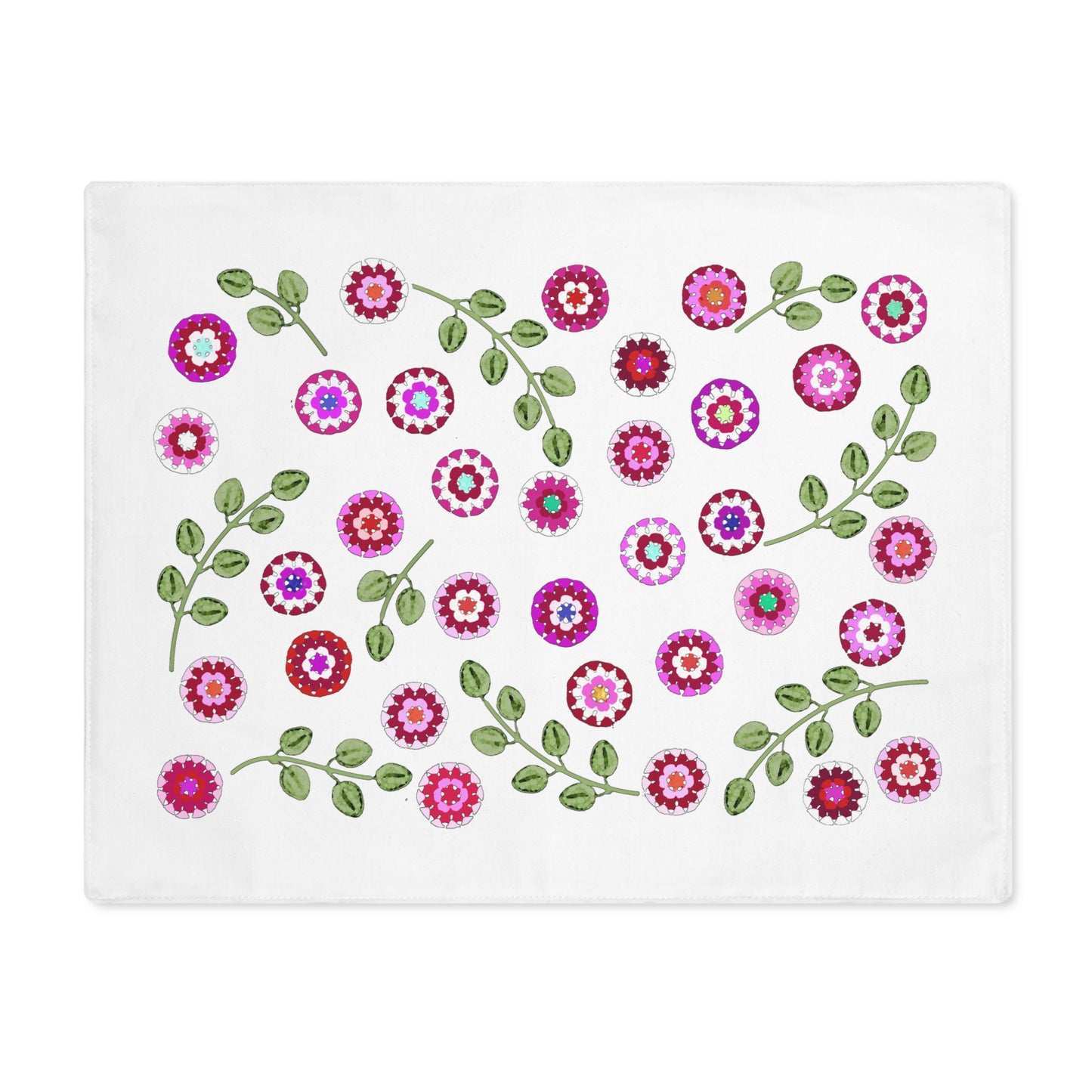 Pink Crochet Flower Pattern Table Placemat