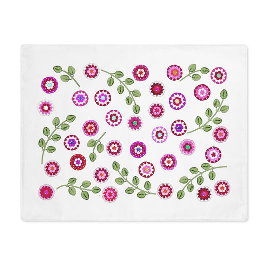 Pink Crochet Flower Pattern Table Placemat