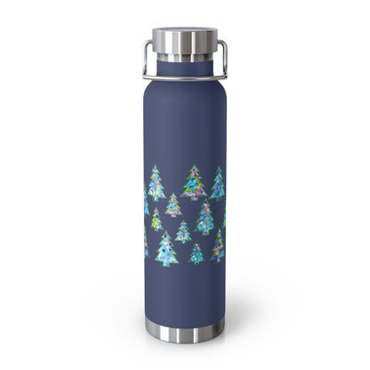 Christmas Tree Pattern Print Copper Bottle, 22oz