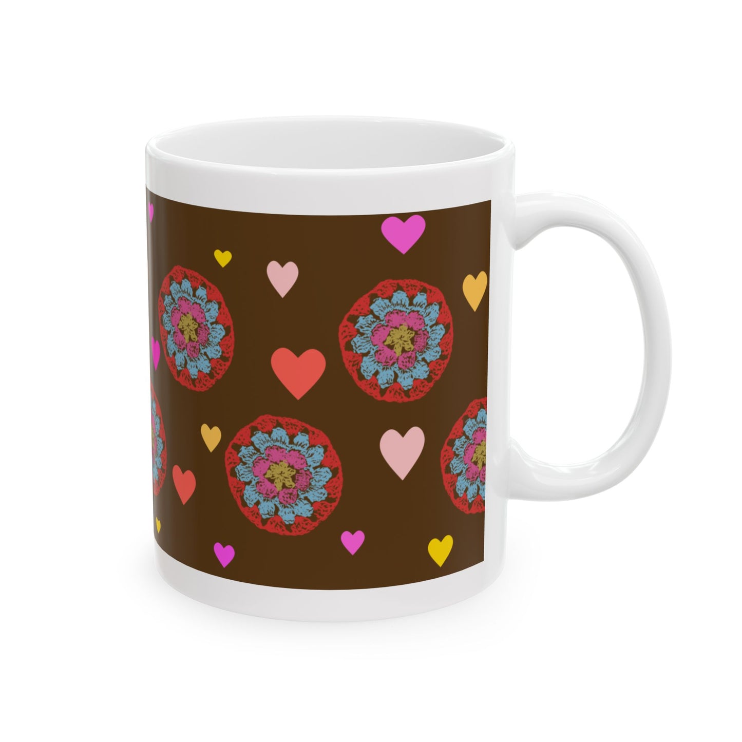 Coffee Mug Design Image -  Red Crochet & Love Heart