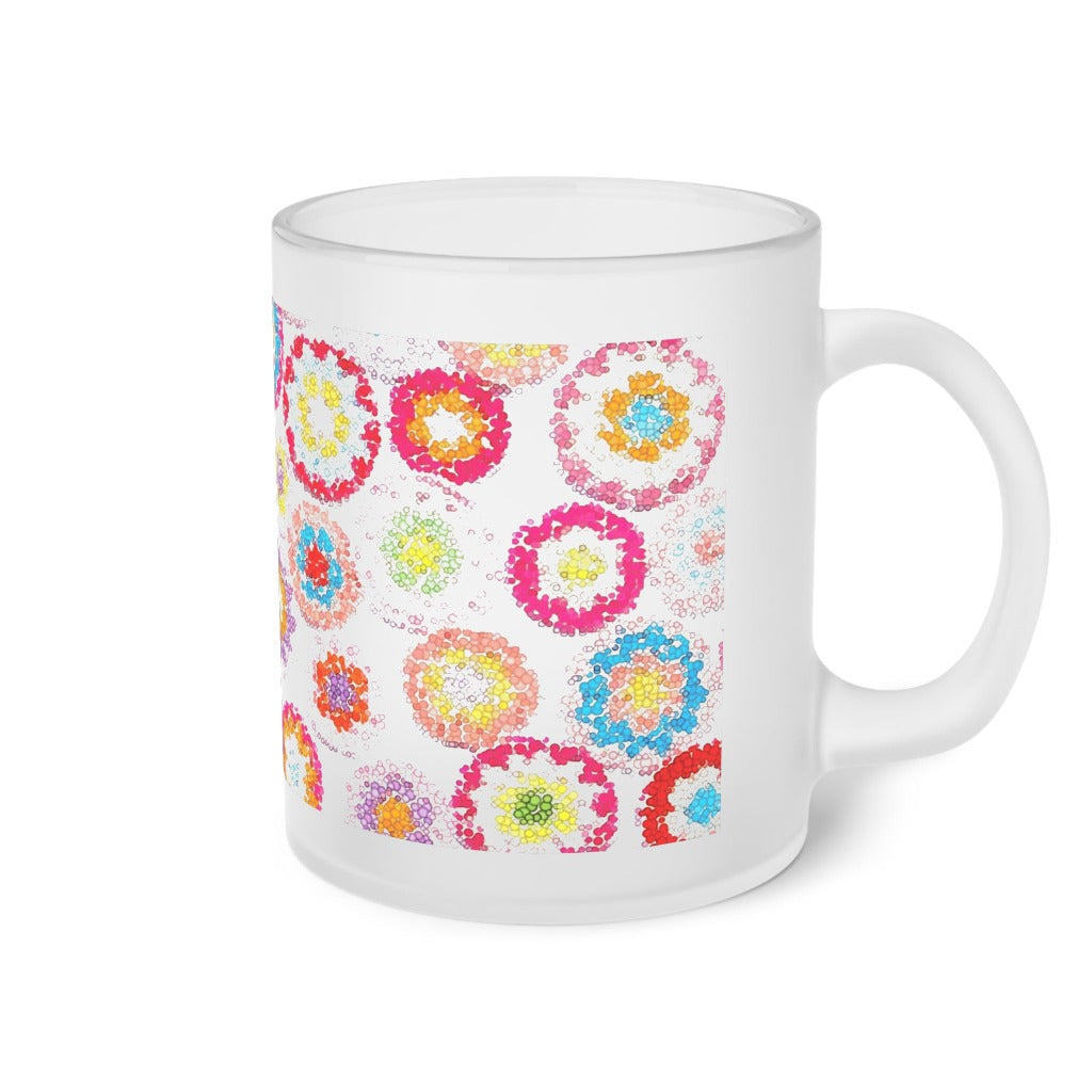 Frosted Glass Mug Floral Cherry Blossom