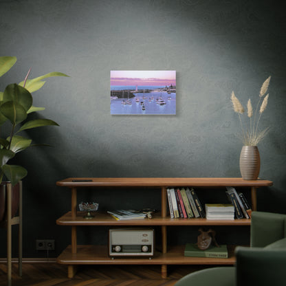 Harbor Sunset Matte Canvas Print — Stretched Coastal Lighthouse Wall Art