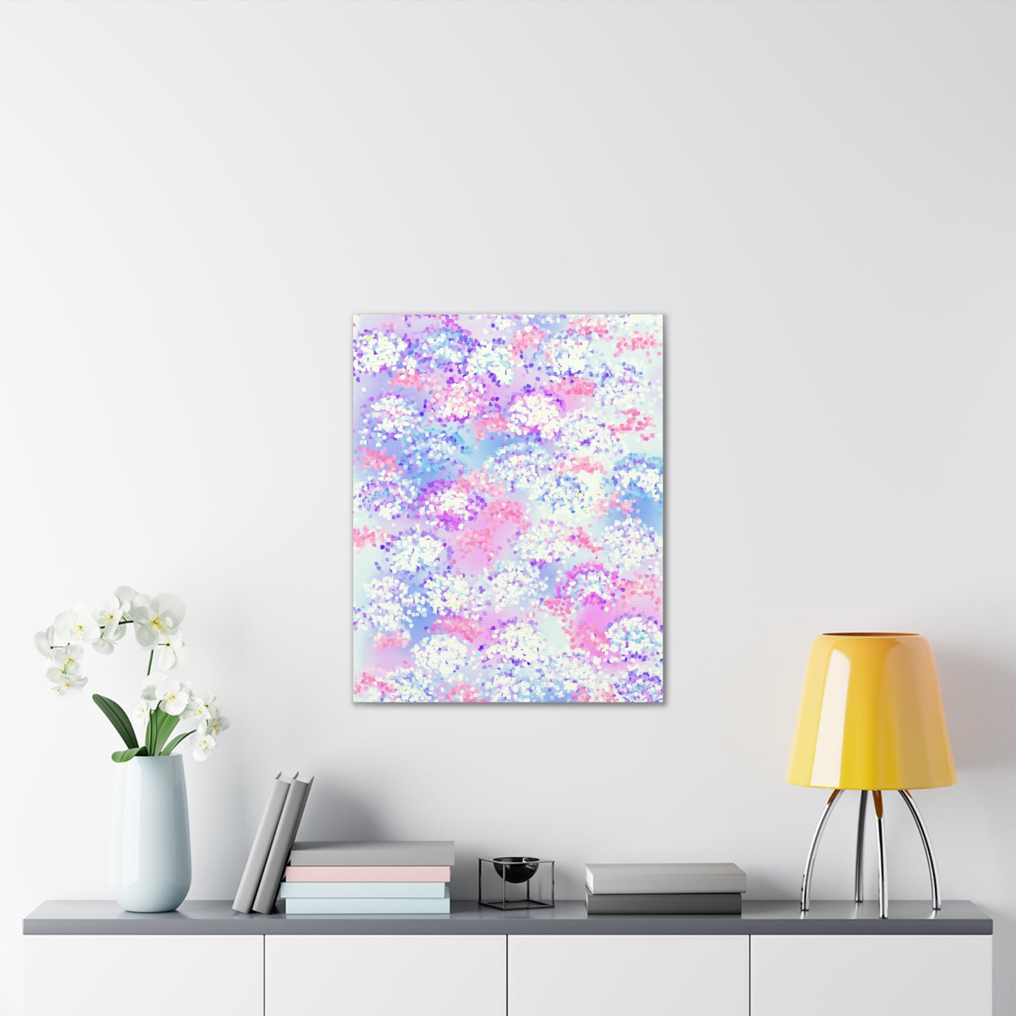 Stretched Abstract Canvas -- Cherry Blossom in Purple and Blue