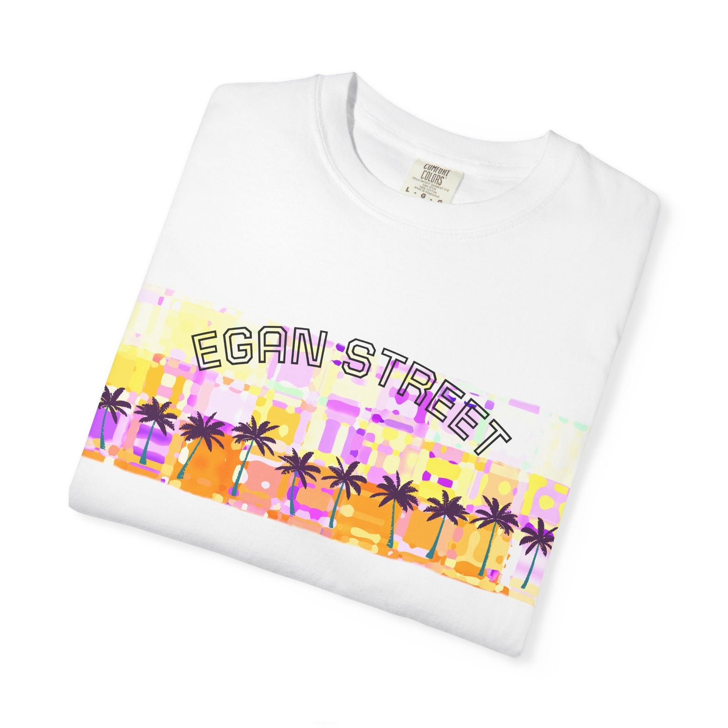 Men's Egan Street Retro Palm Beach Surf Tee Orange Design