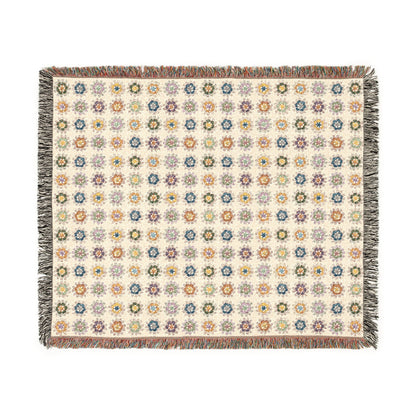 Boho Floral Woven Blanket - Natural