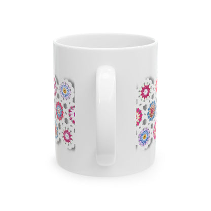 Coffee Mug Design Image-- Crochet Pattern In Red And Blue With Shadow Drop