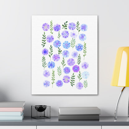 Abstract Canvas Wall Art Cornflowers-- White