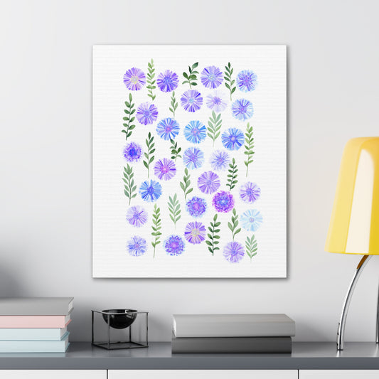 Abstract Canvas Wall Art Cornflowers-- White