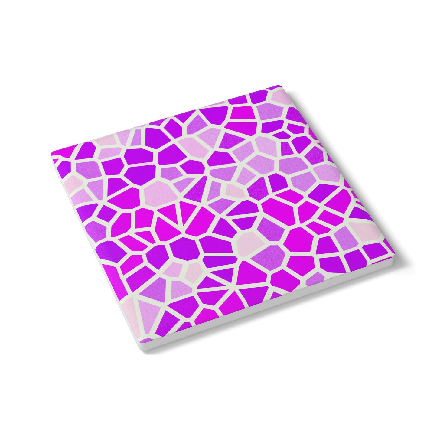 Geometric Mosaic Ceramic Coaster — Pink
