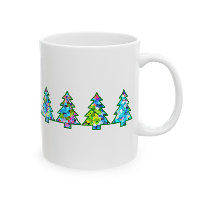 Coffee Mug Design Image--Christmas Tree With Colourful Lights ( Clear Background )