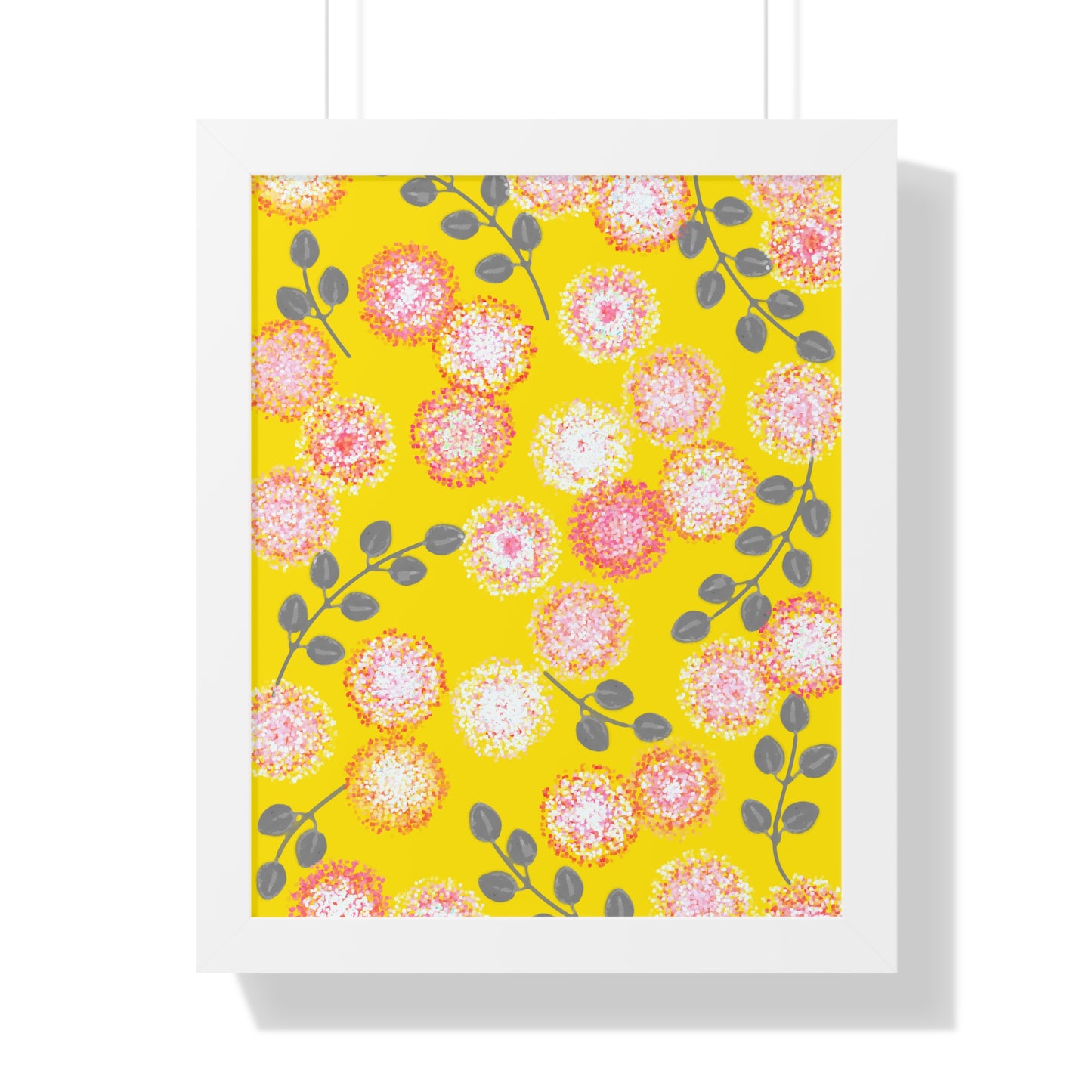 Framed Floral Vertical Poster - Yellow