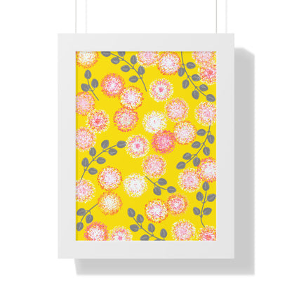 Framed Floral Vertical Poster - Yellow