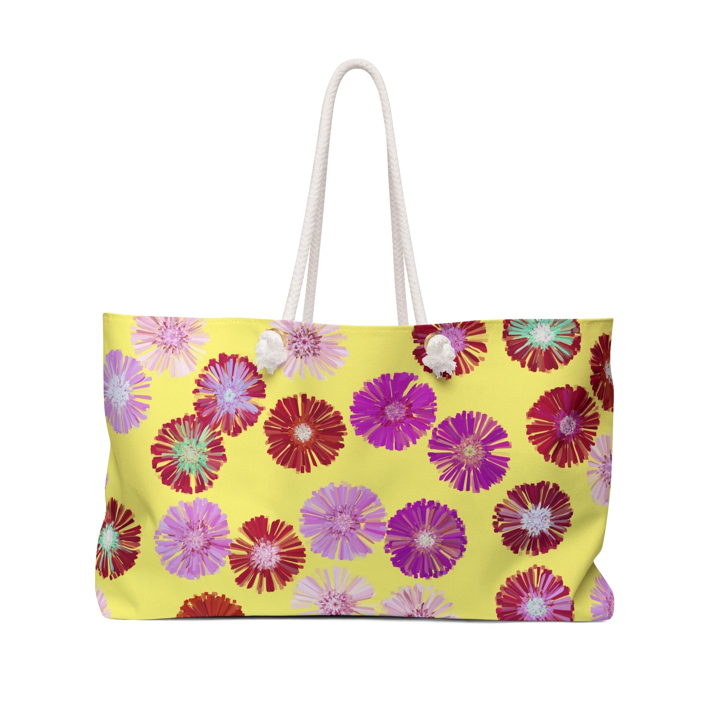 Yellow Floral Weekender Bag — Bright Summer Travel Tote