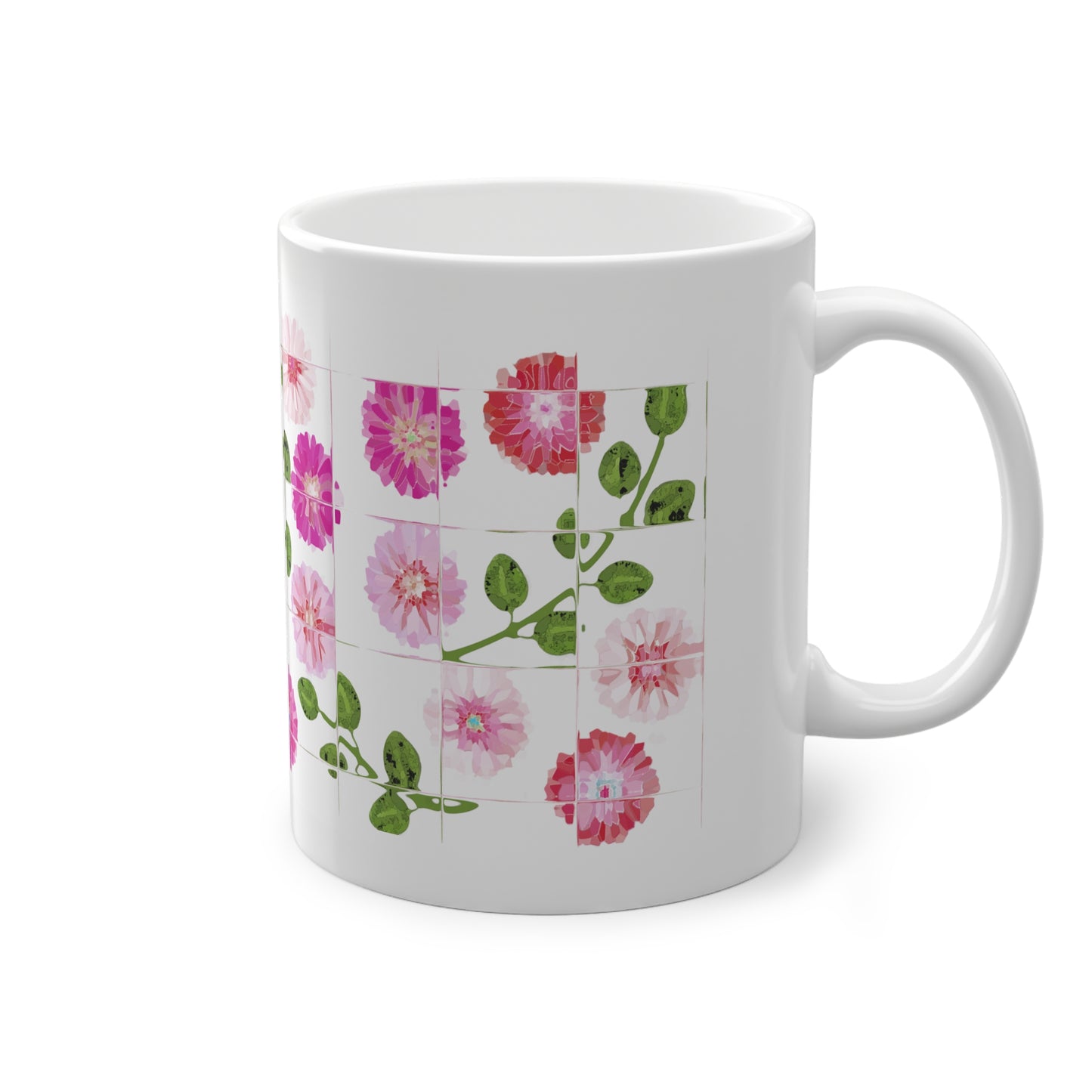 Morning Glory Tile Coffee Mug Design Image-- white