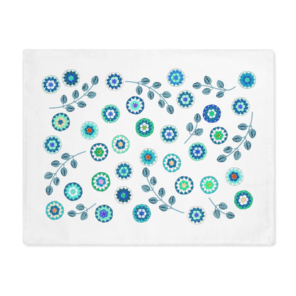 Teal Crochet Floral Print Placemat