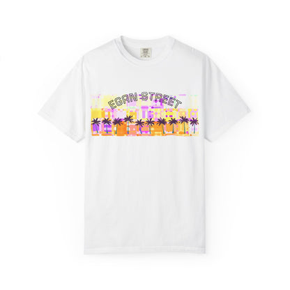 Men's Egan Street Retro Palm Beach Surf Tee Orange Design