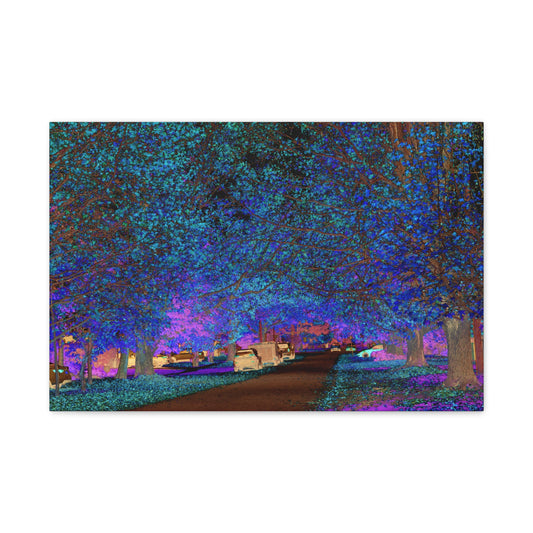 Matte Canvas Wall Art — Neon Forest Avenue Stretched Print 24"x 16"