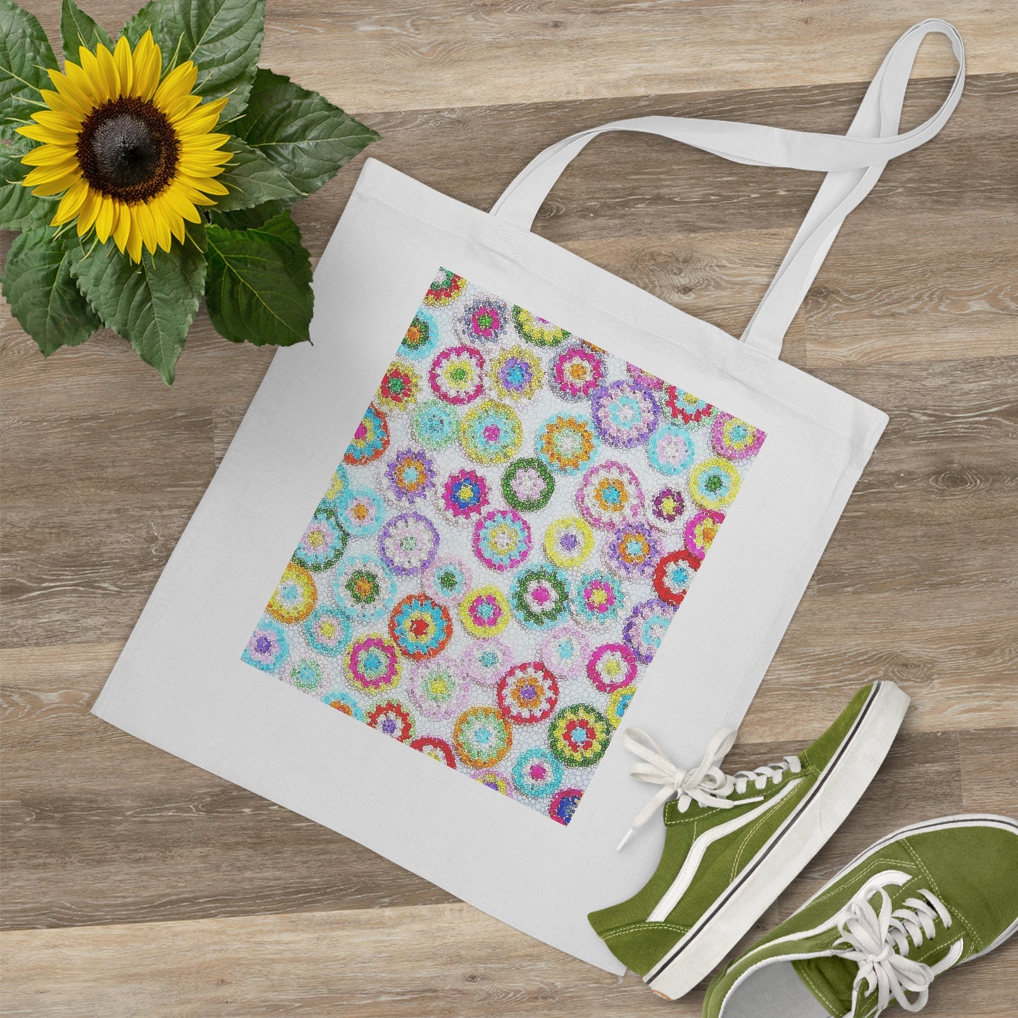 Long Handle Cotton Tote Bag Floral