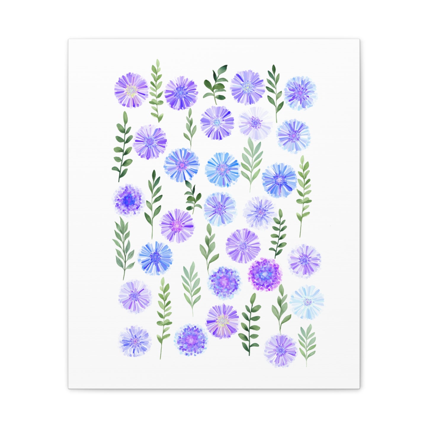 Abstract Canvas Wall Art Cornflowers-- White