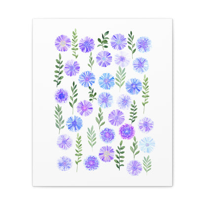 Abstract Canvas Wall Art Cornflowers-- White