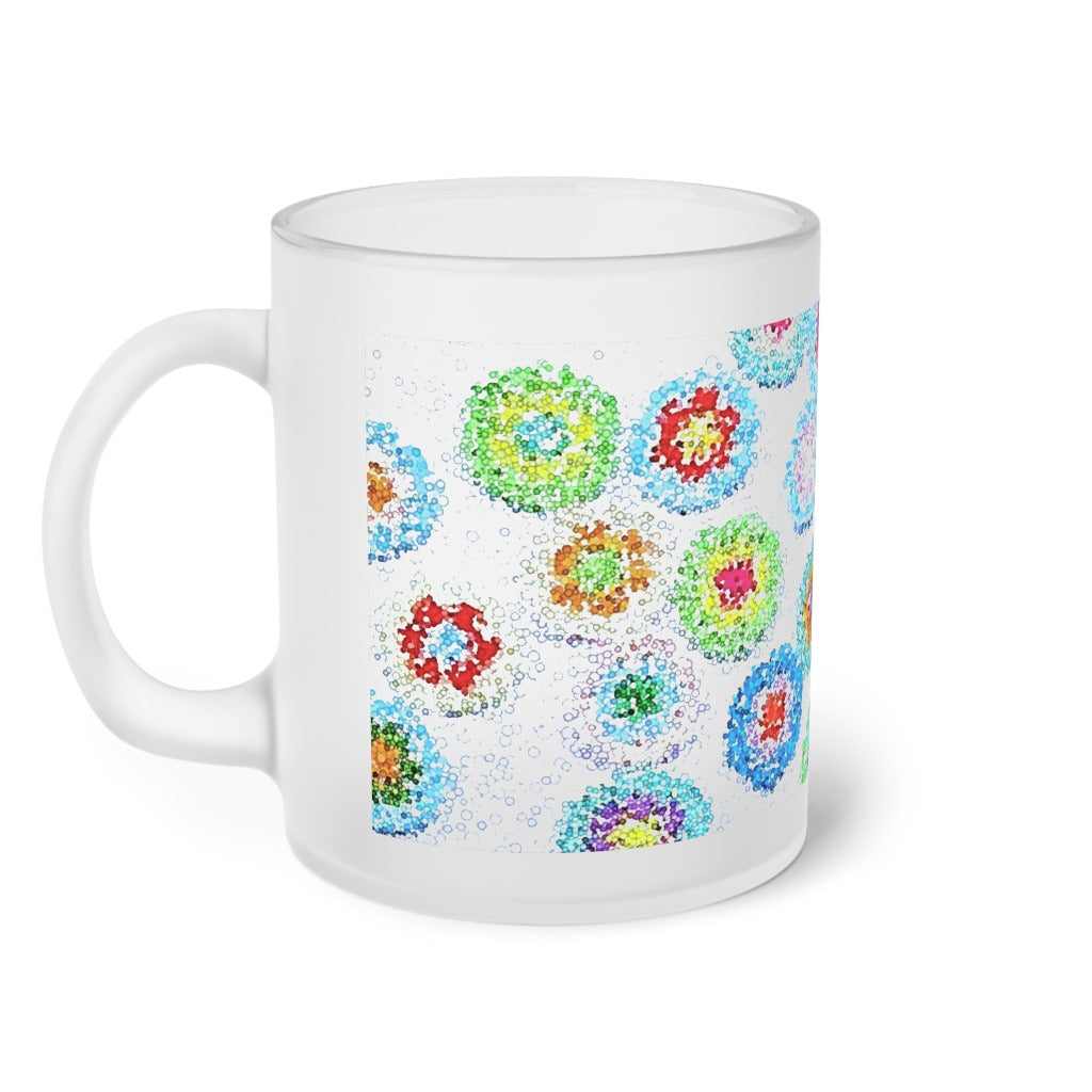 Frosted Glass Mug Floral Summer Breeze