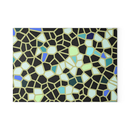 Black & Green Mosaic Pattern Tempered Glass Cutting Board