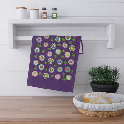 Crochet Pattern Print Tea Towels Purple