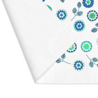Teal Crochet Floral Print Placemat