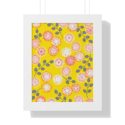 Framed Floral Vertical Poster - Yellow
