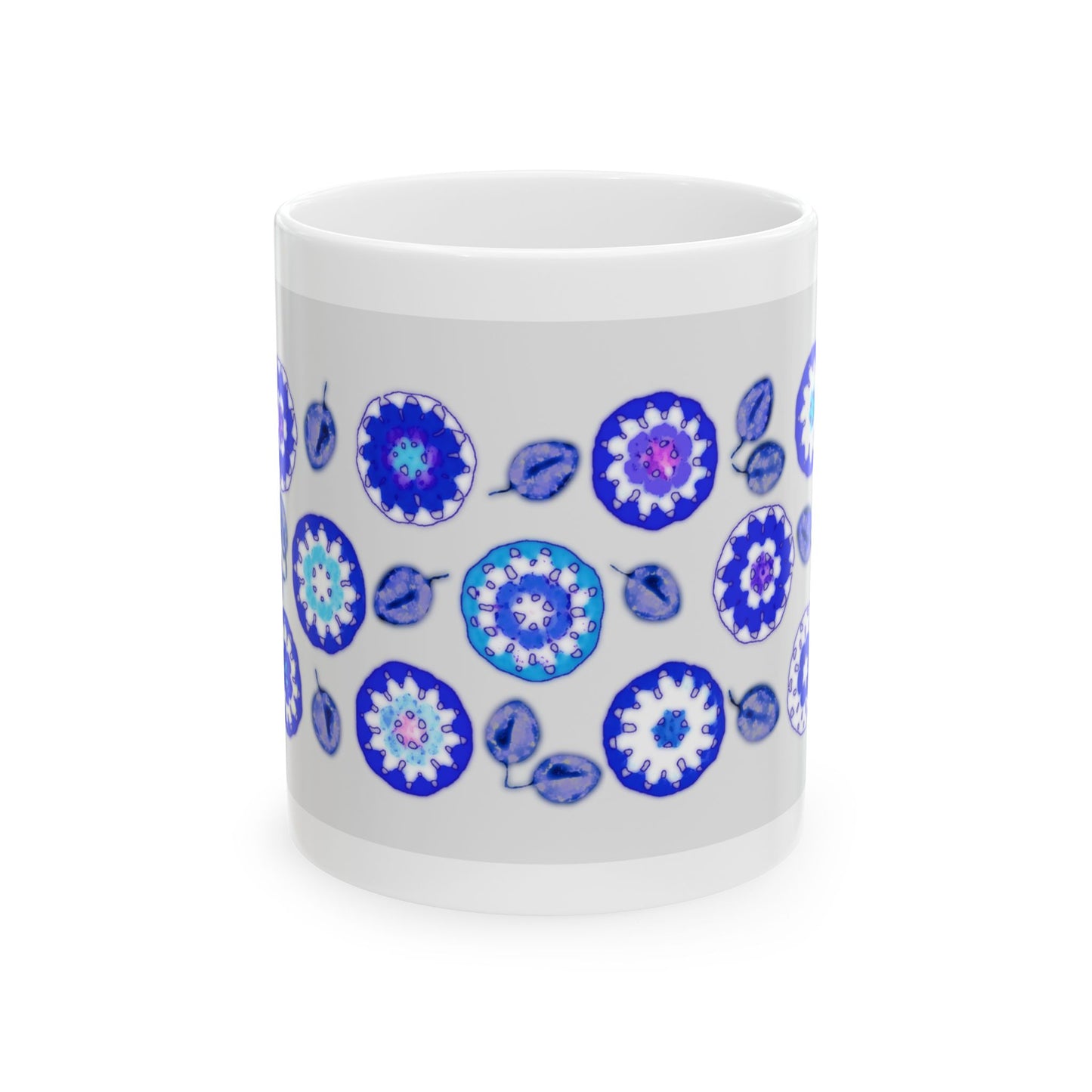 Coffee Mug Design Image--Coblt Blue Crochet Pattern In Grey