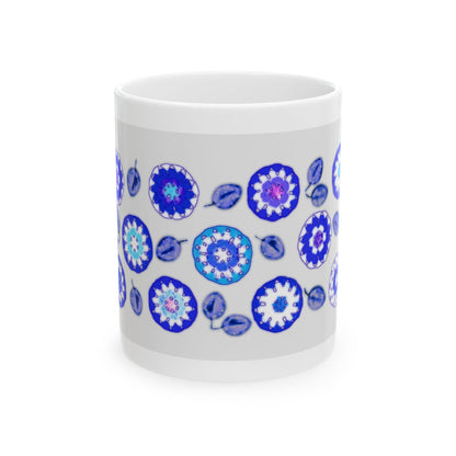 Coffee Mug Design Image--Coblt Blue Crochet Pattern In Grey