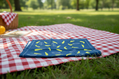 Chilli Pepper Pattern Linen Cotton Tea Towel — Midnight Green