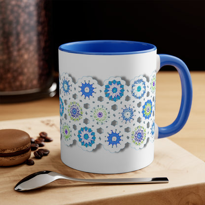 Coffee Mug Design Image-- Crochet Pattern In Blue With Shadow Drop