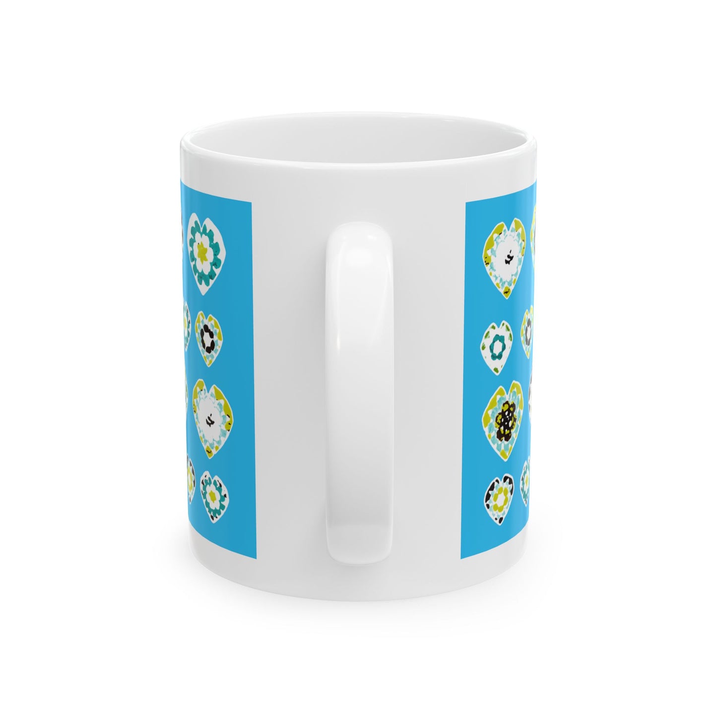 Love Heart Pattern Coffee Mug Design Image--Blue
