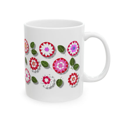Coffee Mug Design Image--Red Crochet Pattern With Shadow Drop