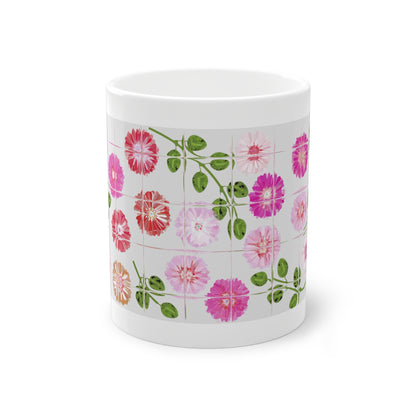 Morning Glory Tile Coffee Mug Design Image-- Grey