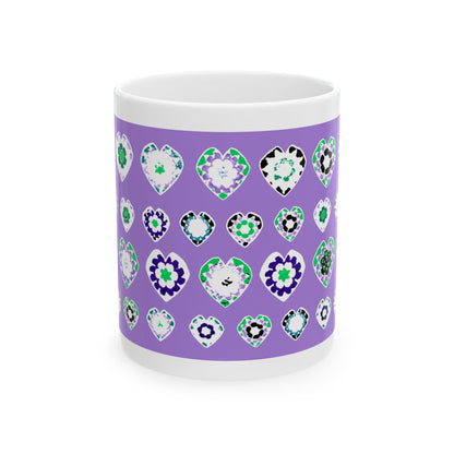 Love Heart Pattern Coffee Mug Design Image -- Purple