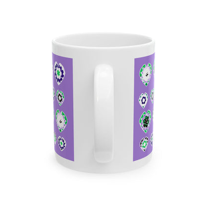 Love Heart Pattern Coffee Mug Design Image -- Purple
