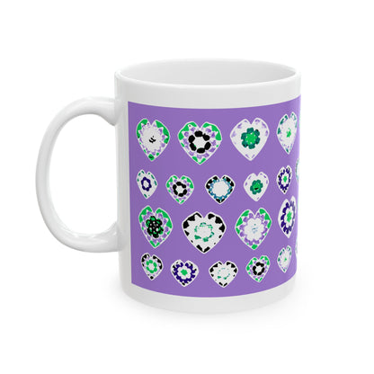 Love Heart Pattern Coffee Mug Design Image -- Purple