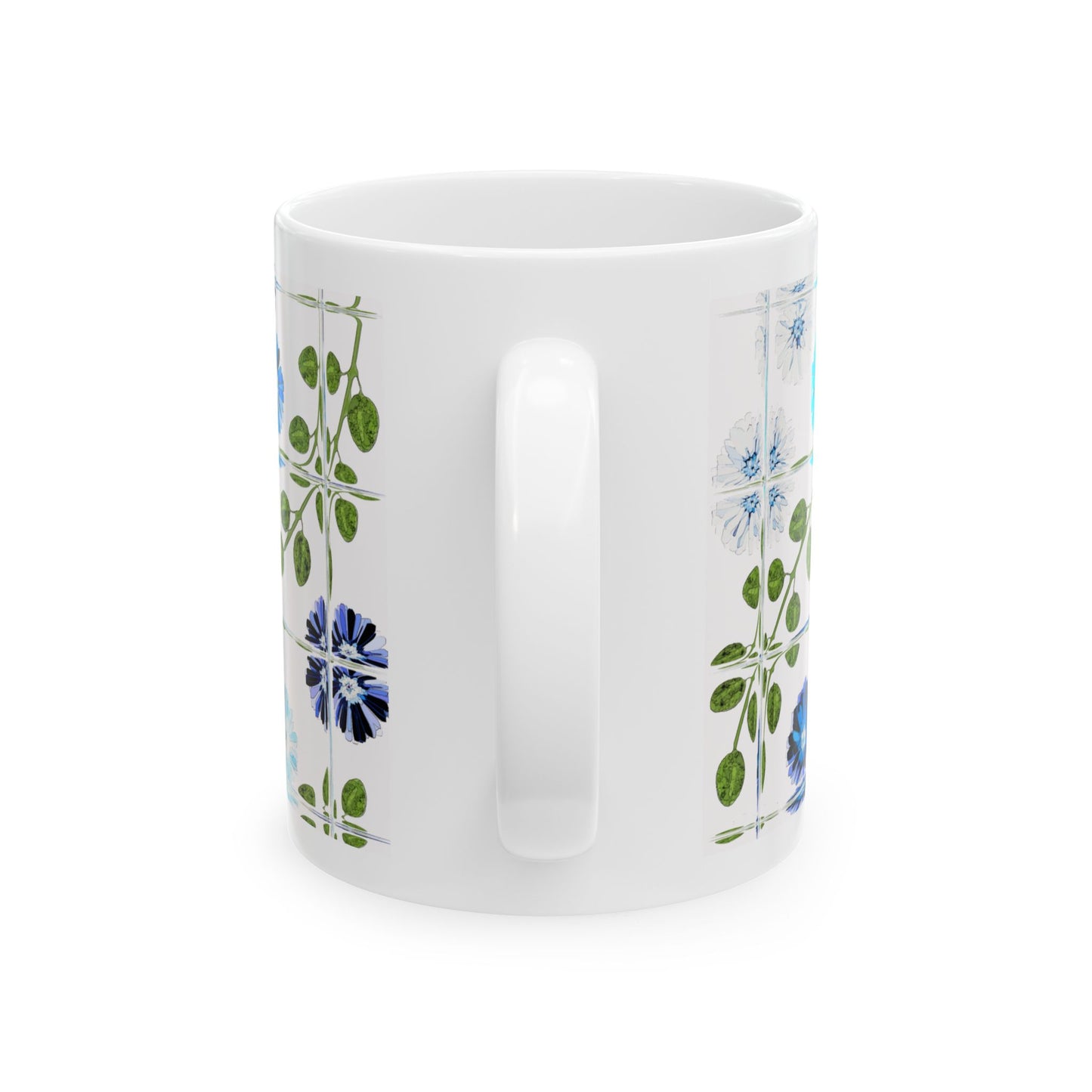 Floral Tile Coffee Mug Design Image-- white