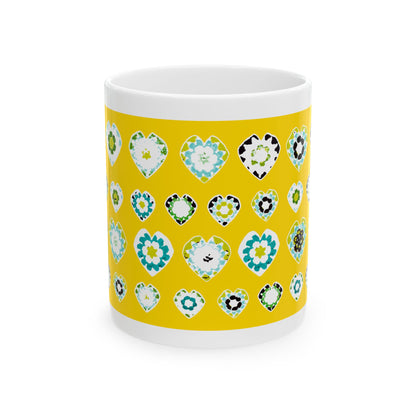 Love Heart Pattern Coffee Mug Design Image -- Yellow