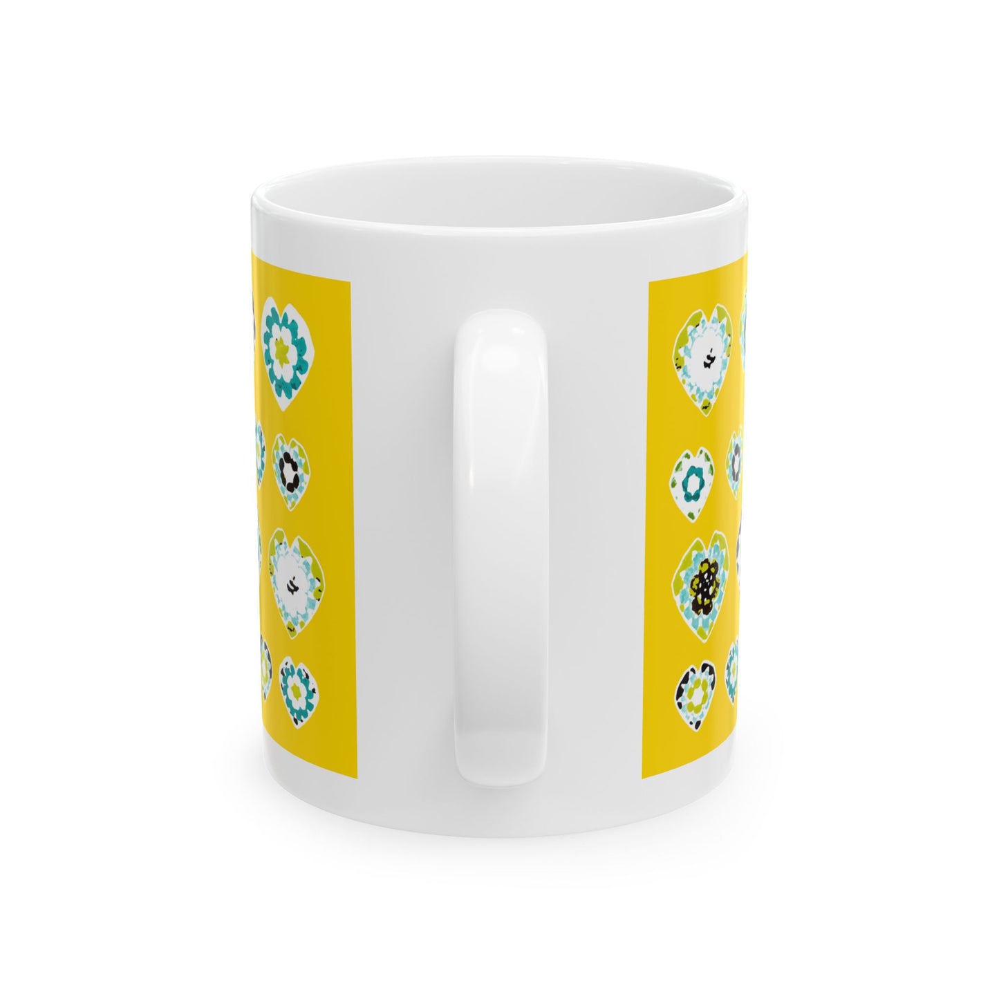 Love Heart Pattern Coffee Mug Design Image -- Yellow